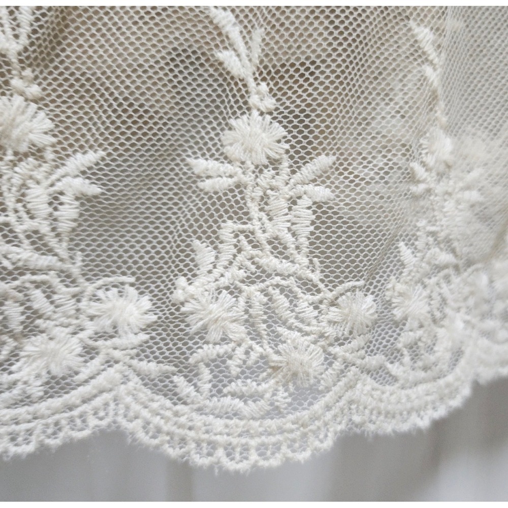 Pol Cable Open Knit Yellow Sweater Floral Lace Hem Raglan Sleeve Oversized S - Picture 8 of 13
